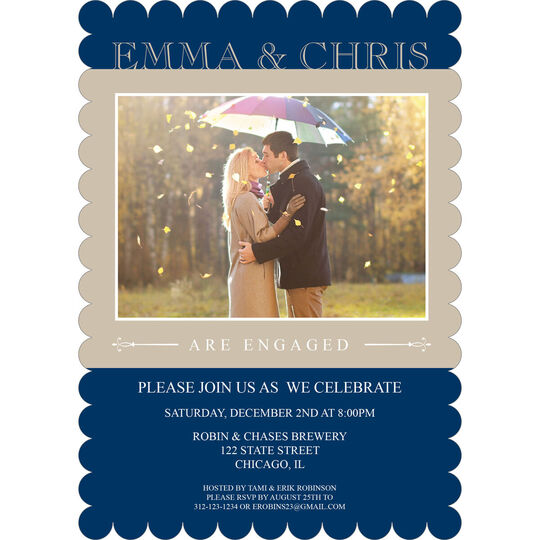 Navy Simply Stunning Engagement Invitations